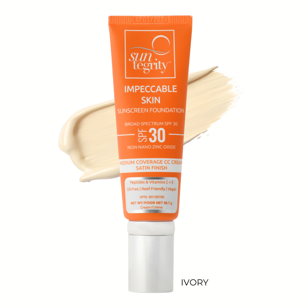 Suntegrity-Impeccable Skin SPF 30-Sun Care-1_IS_Tube_with_Ivory_Swatch-The Detox Market | Ivory