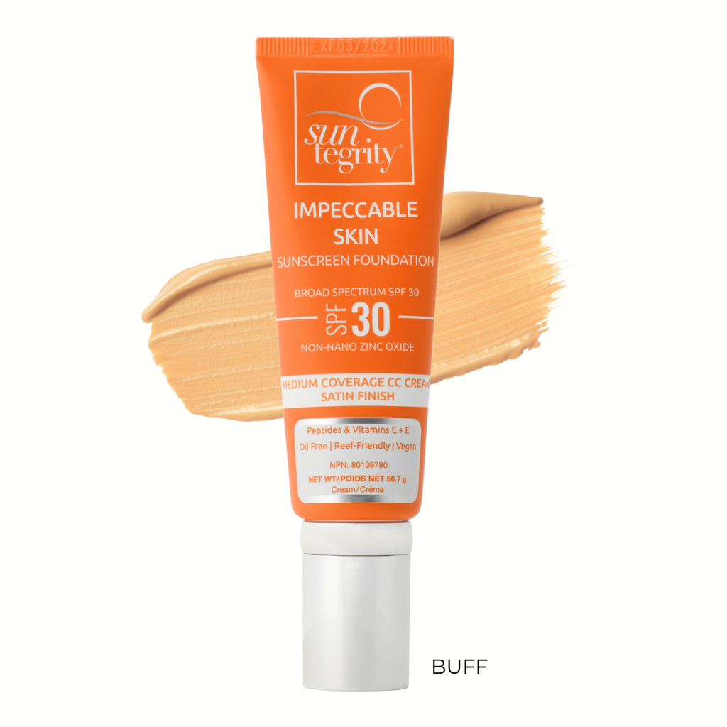 Suntegrity-Impeccable Skin SPF 30-Sun Care-3_IS_Tube_with_Buff_Swatch-The Detox Market | Buff