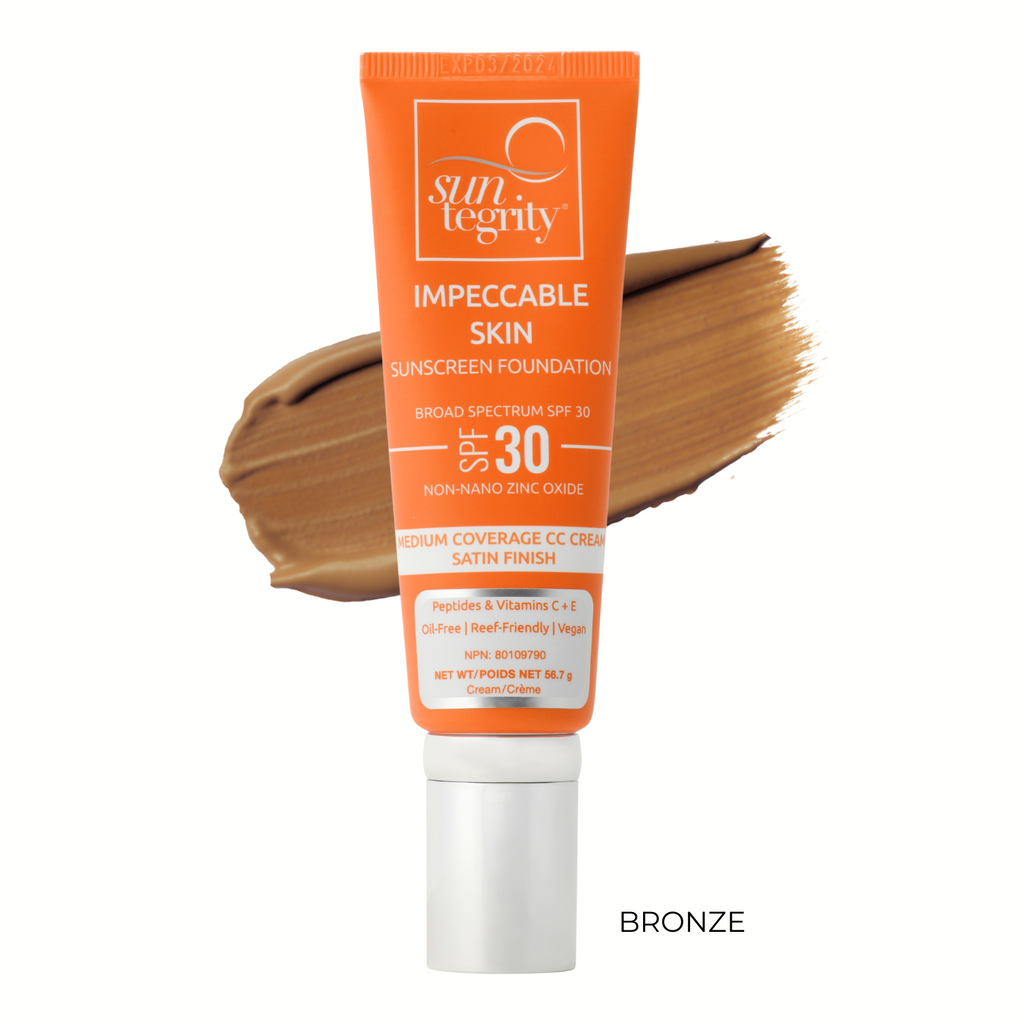 Suntegrity-Impeccable Skin SPF 30-Sun Care-6_IS_Tube_with_Bronze_Swatch-The Detox Market | Bronze