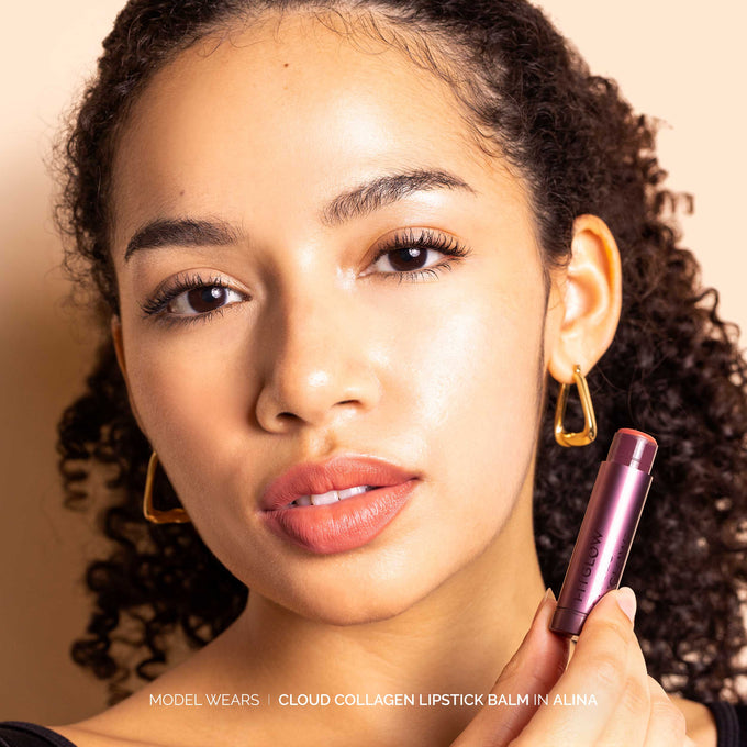 Fitglow Beauty-Cloud Collagen Lipstick + Cheek Matte Balm-Makeup-CloudCollagenLipstickBalm_model02_ALINA_B2B-The Detox Market | Alina - soft matte coral