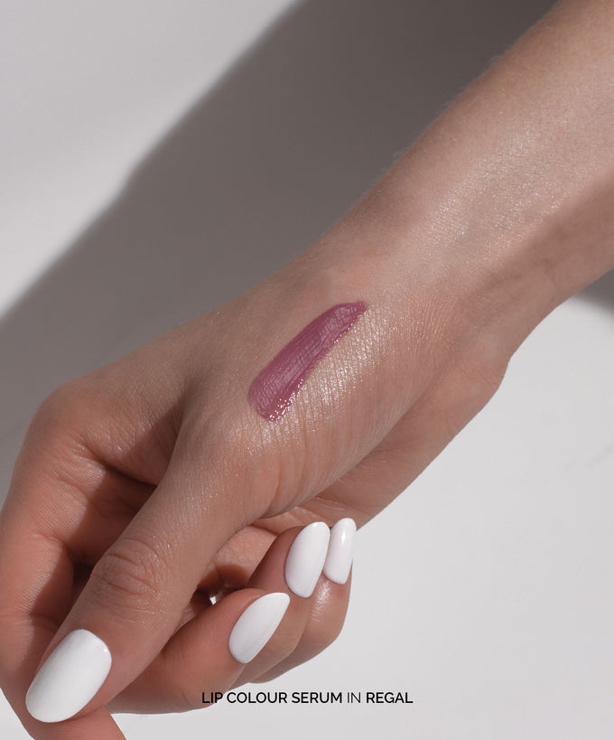 Fitglow Beauty-Lip Color Serum-Makeup-LipColourSerum_handswatch_regal_02_DTC-The Detox Market | Regal - Mauve Nude