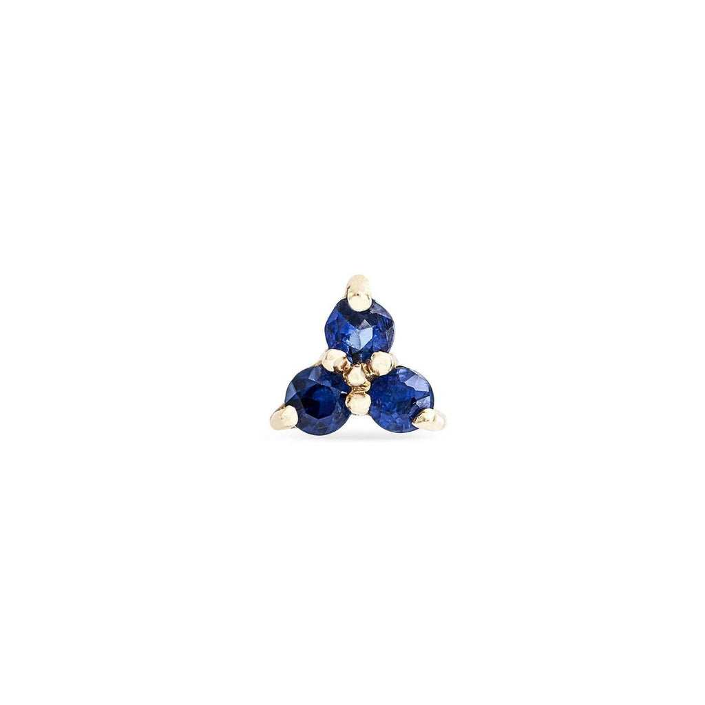 bluboho-Tripod Blue Sapphire Earring - 10k Yellow Gold, Blue Sapphire-Single Earring