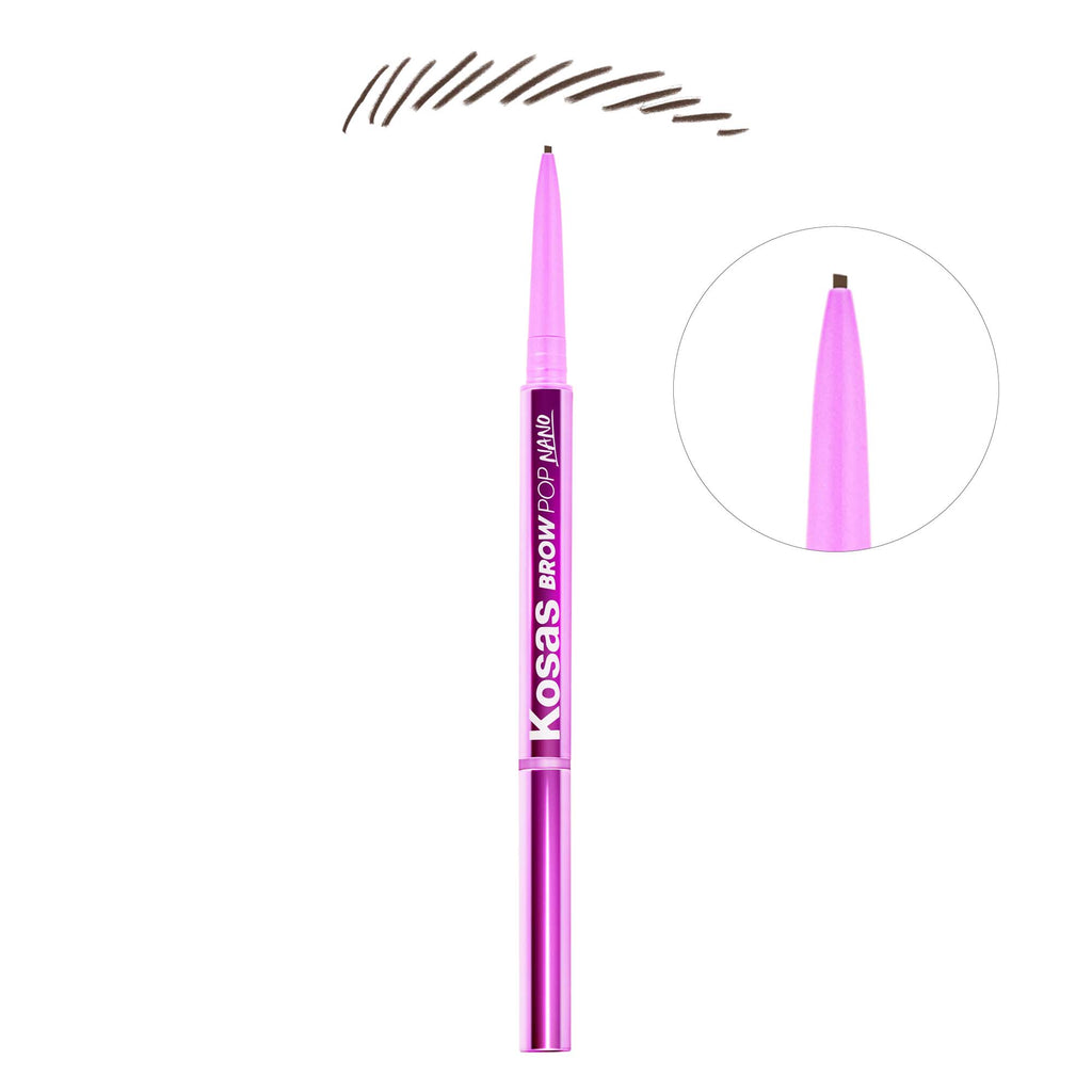 Kosas-Brow Pop Nano Ultra-Fine Detailing Pencil-Makeup-DarkBrownVessel2-The Detox Market | Dark Brown