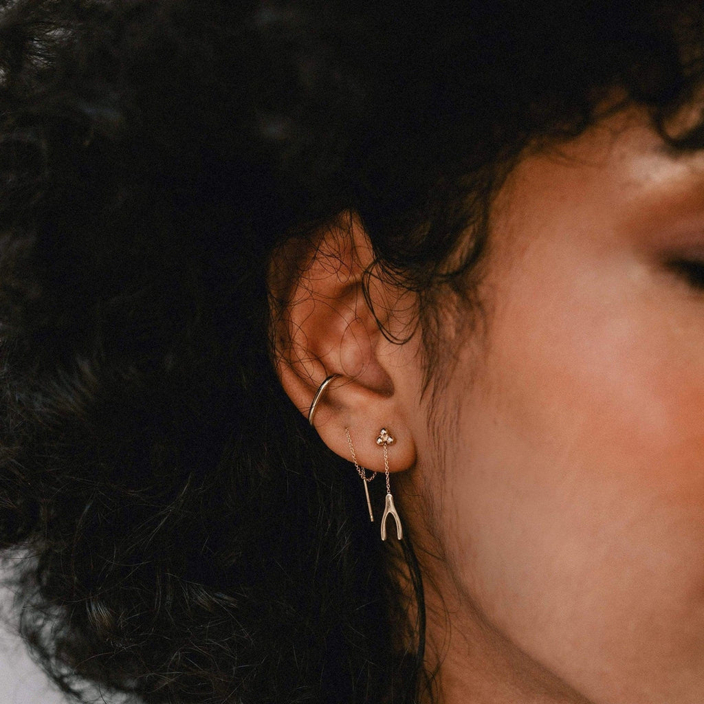 bluboho-Large Tripod Earring - 10k Yellow Gold-single earring