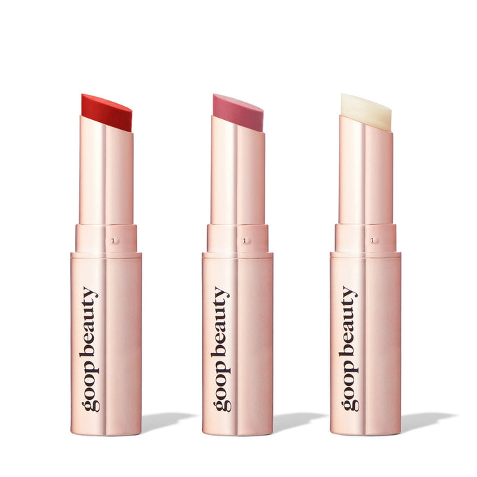 GOOPGENES Clean Nourishing Lip Balm Trio - Makeup - Goop - 1_2622942_GOOP_lipbalmtrio_Clear-Peony-Tomato_s_1 - The Detox Market | Clear/Tomato/Peony