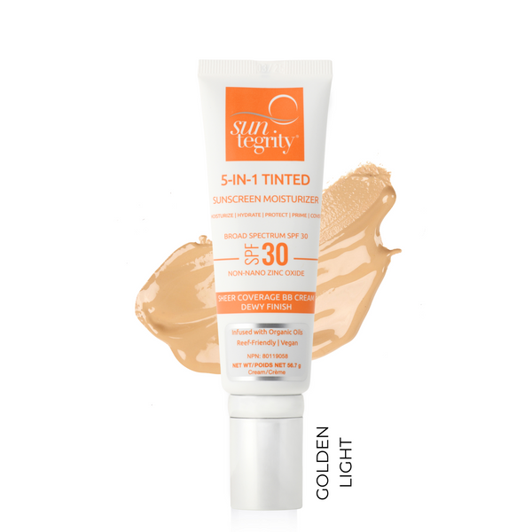 Suntegrity-5 IN 1 Natural Moisturizing Face Sunscreen SPF 30-Sun Care-3_5in1_Golden_with_swatch_-_Canada-The Detox Market | Golden Light