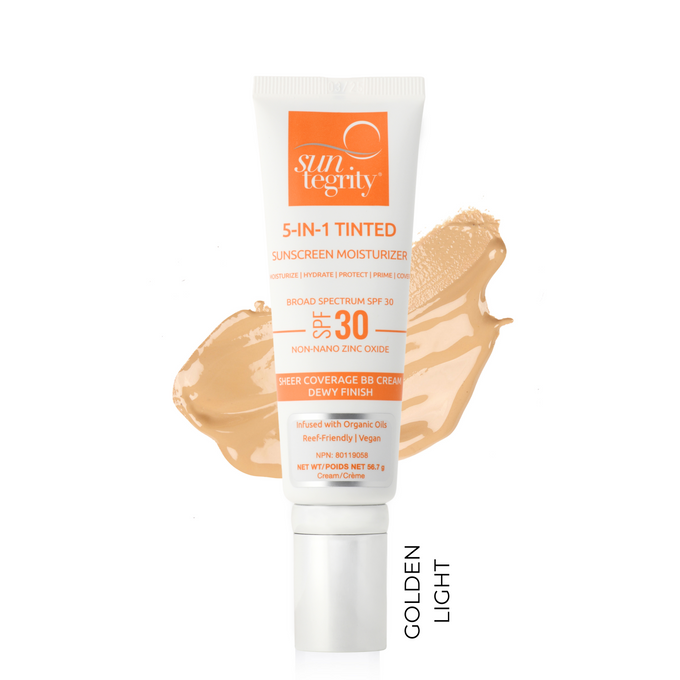 Suntegrity-5 IN 1 Natural Moisturizing Face Sunscreen SPF 30-Sun Care-3_5in1_Golden_with_swatch_-_Canada-The Detox Market | Golden Light