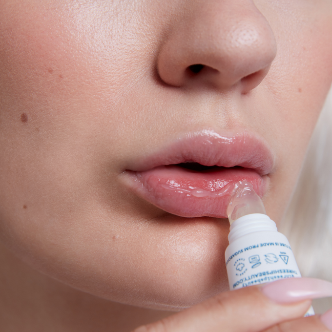 Three Ships-Softserve™ Pomegranate + Shea Butter Barrier-Building Lip Treatment-Skincare-990478500051_7_Application-The Detox Market | 