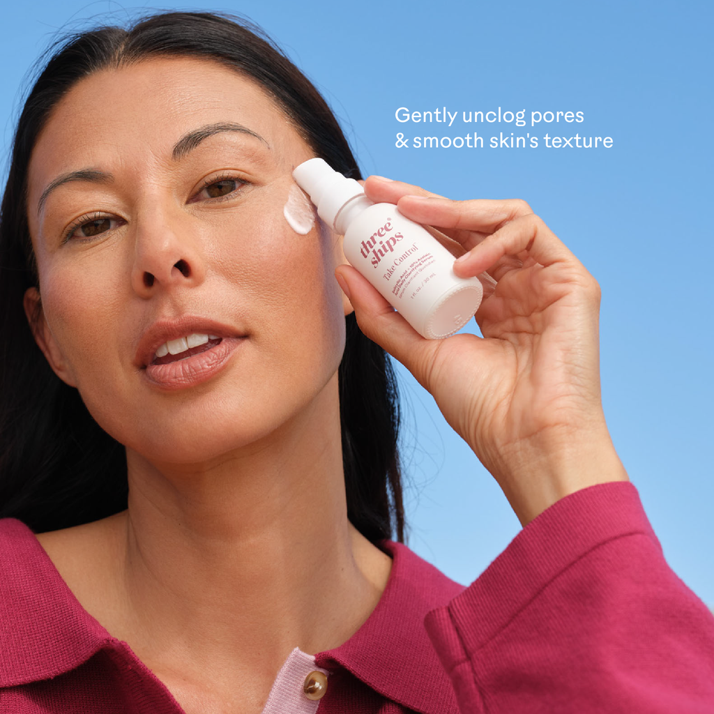 Three Ships-Take Control™ Salicylic + 10% Azelaic Acid Clarifying Serum-Skincare-990478500327_TakeControl_Salicylic_10_AzelaicAcidClarifyingSerum_2_Application-The Detox Market | 