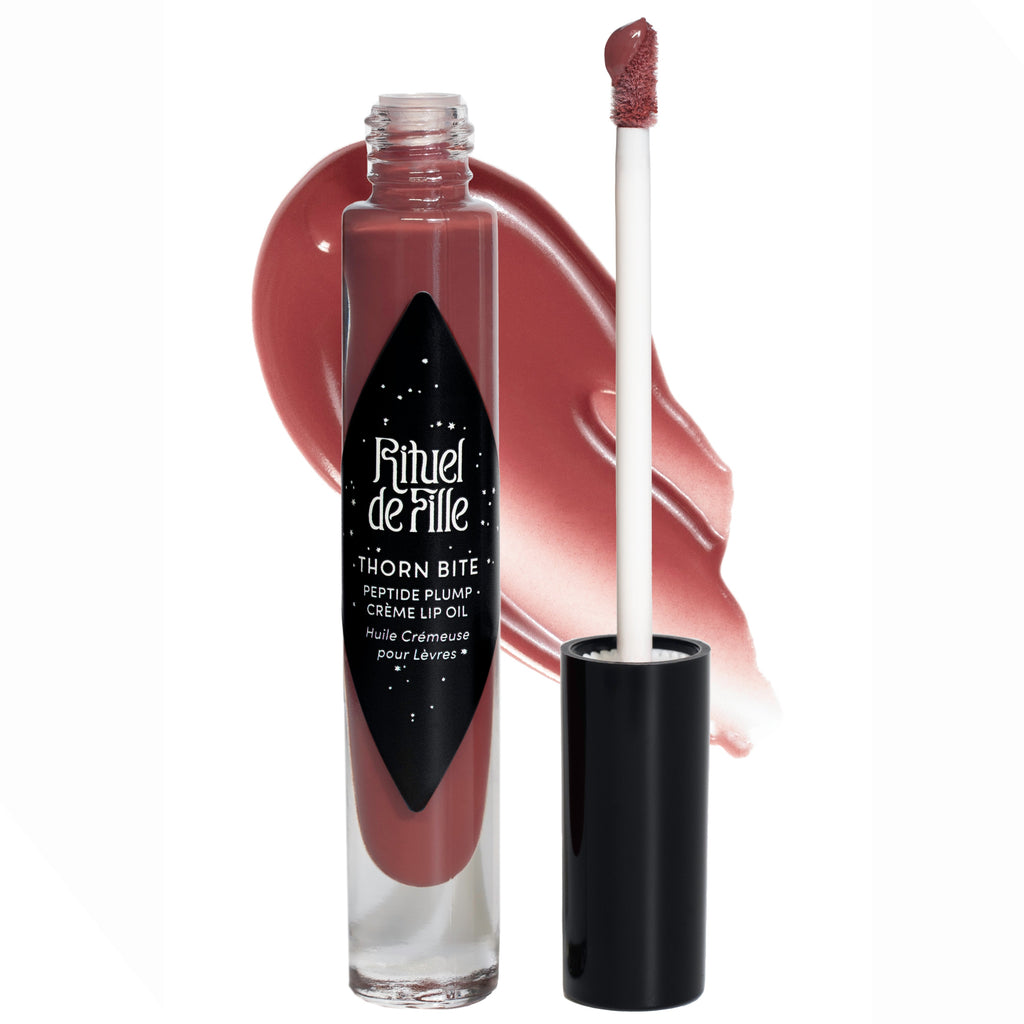 Rituel de Fille-Thorn Bite Peptide Plump Creme Lip Oil-Makeup-BITE-02RoseCrush1wswatchnoshadow1-1-The Detox Market | Rose Crush
