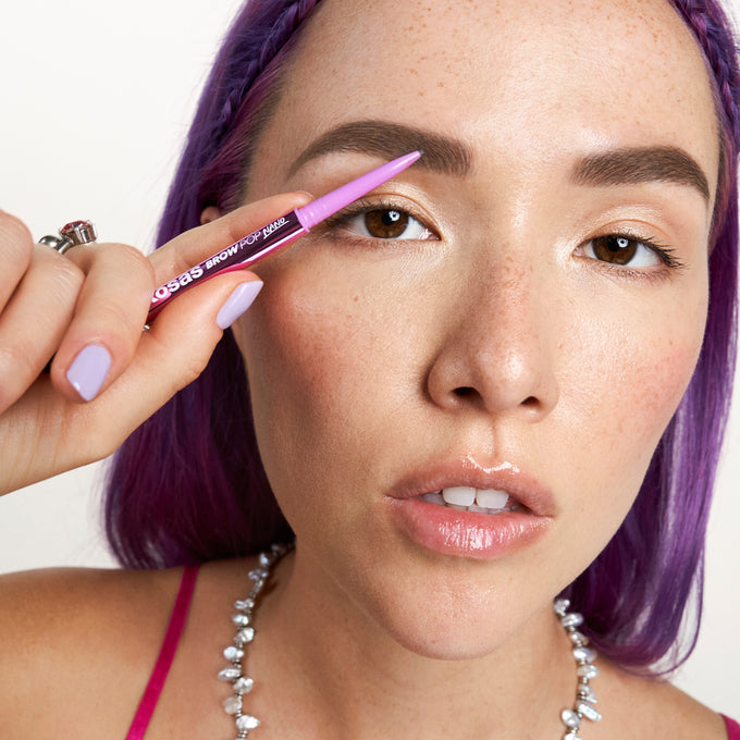Brow Pop Nano Ultra-Fine Detailing Pencil - Makeup - Kosas - BROWPOP_Nano_PDP_NA_ProductPlay_DARKBROWN_2.2025- The Detox Market | Dark Brown