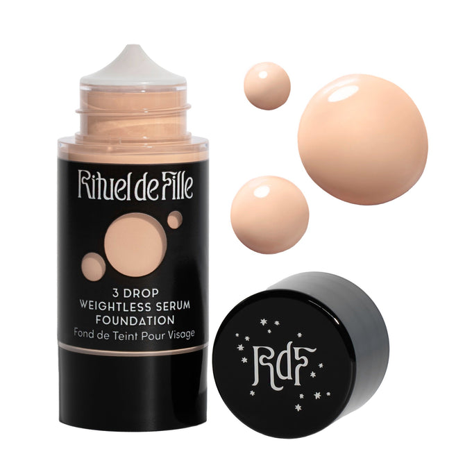 Rituel de Fille-3 Drop Weightless Serum Foundation-Makeup-DROP-120SwatchandBottleNoDropShadowSquare-The Detox Market | Potion 120 - Light shade for neutral to soft pink undertones