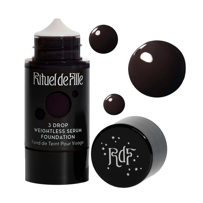 Rituel de Fille-3 Drop Weightless Serum Foundation-Makeup-DROP-215SwatchandBottleNoDropShadowSquare-The Detox Market | Potion 215 - Very deep shade for rich blue undertones