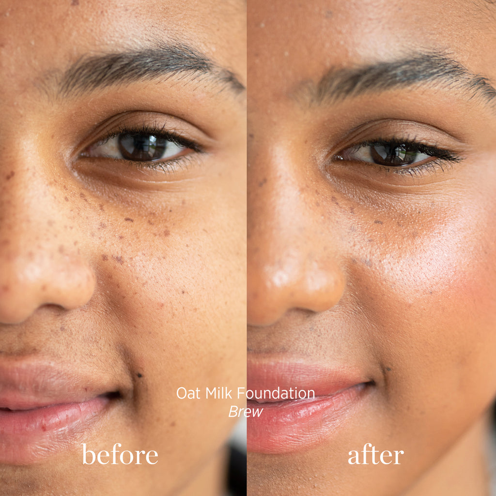 Ere Perez-Oat Milk Foundation-Makeup-ErePerez-OatMilkFoundation-Brew-BEFORE-AFTER-SQ-20002-The Detox Market | 