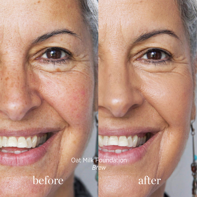 Ere Perez-Oat Milk Foundation-Makeup-ErePerez-OatMilkFoundation-Brew-BEFORE-AFTER-SQ-20003-The Detox Market | 