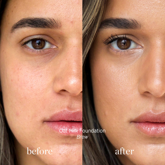 Ere Perez-Oat Milk Foundation-Makeup-ErePerez-OatMilkFoundation-Brew-BEFORE-AFTER-SQ-2000-The Detox Market | 