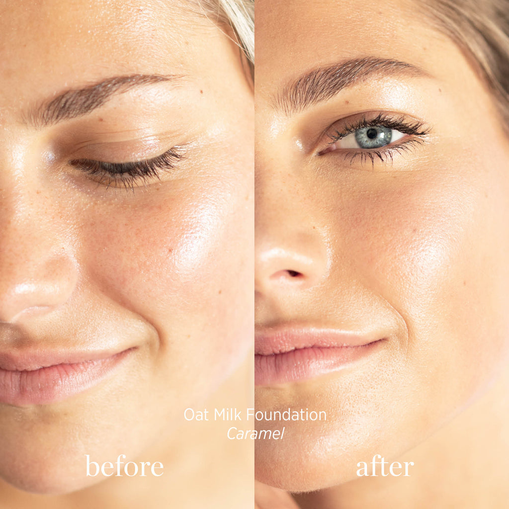 Ere Perez-Oat Milk Foundation-Makeup-ErePerez-OatMilkFoundation-Caramel-EBEFORE-AFTER-SQ-20002-The Detox Market | 