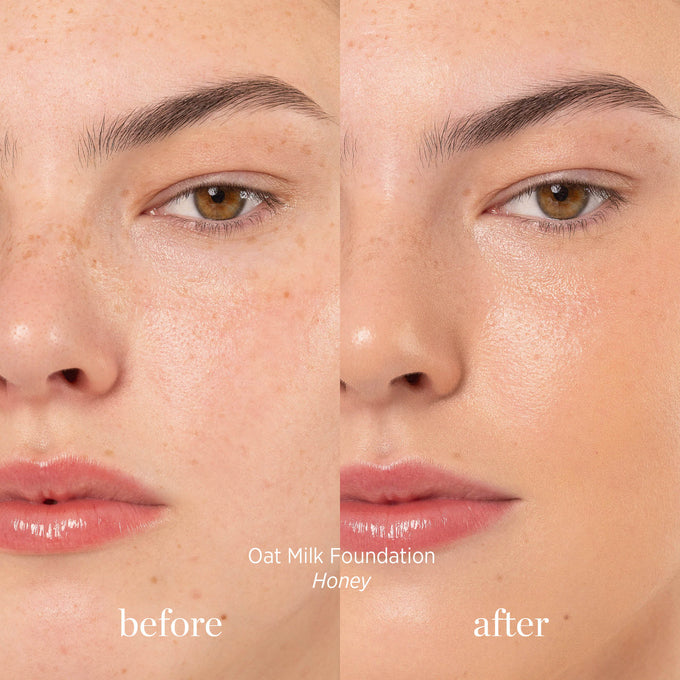 Ere Perez-Oat Milk Foundation-Makeup-ErePerez-OatMilkFoundation-Honey-BEFORE-AFTER-SQ-2000-The Detox Market | 