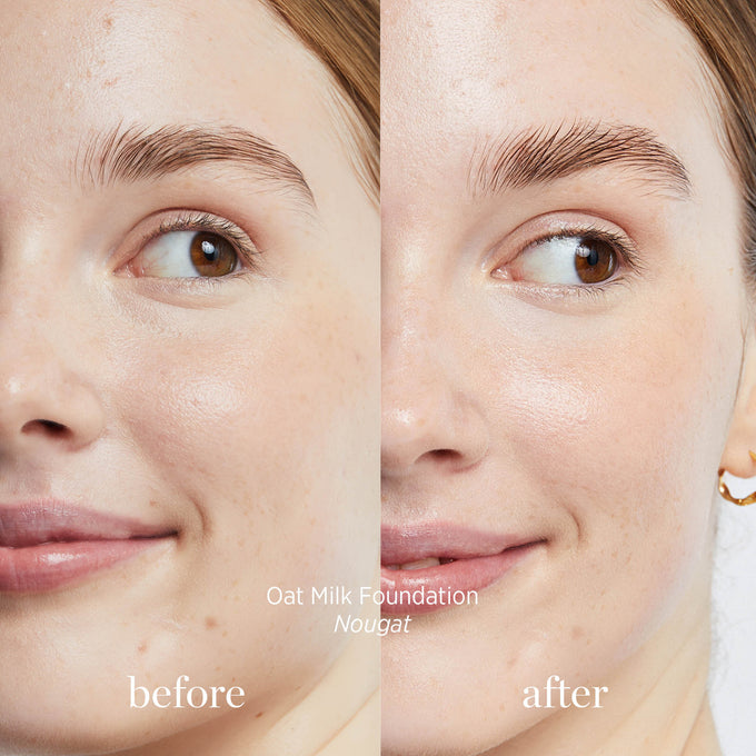 Ere Perez-Oat Milk Foundation-Makeup-ErePerez-OatMilkFoundation-Nougat-BEFORE-AFTER-SQ-20002-The Detox Market | 