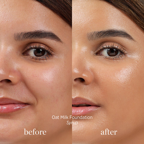 Ere Perez-Oat Milk Foundation-Makeup-ErePerez-OatMilkFoundation-Syrup-BEFORE-AFTER-SQ-20002-The Detox Market | Syrup - medium-tan neutral warm