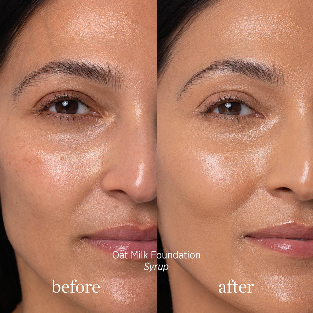 Ere Perez-Oat Milk Foundation-Makeup-ErePerez-OatMilkFoundation-Syrup-BEFORE-AFTER-SQ-2000-The Detox Market | 