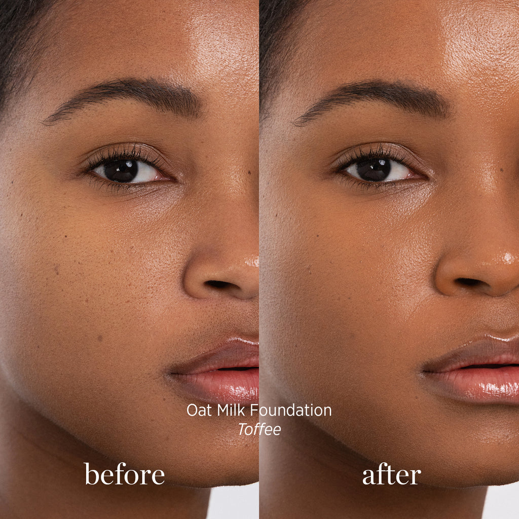 Ere Perez-Oat Milk Foundation-Makeup-ErePerez-OatMilkFoundation-Toffee-BEFORE-AFTER-SQ-2000_77209c38-bb87-43b8-8306-09418590904a-The Detox Market | 