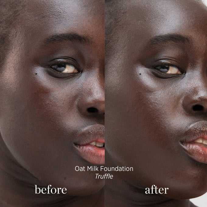 Ere Perez-Oat Milk Foundation-Makeup-ErePerez-OatMilkFoundation-Truffle-BEFORE-AFTER-SQ-20002-The Detox Market | Truffle - deep-dark warm