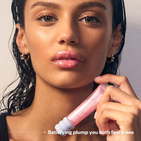 Kosas-Lip Pulse Glassy Lip Plumper-Makeup-LIPPULSE_HERO_AURAFLARE-9-The Detox Market | Aura Flare - Clear with Iridescent Pink Shimmer