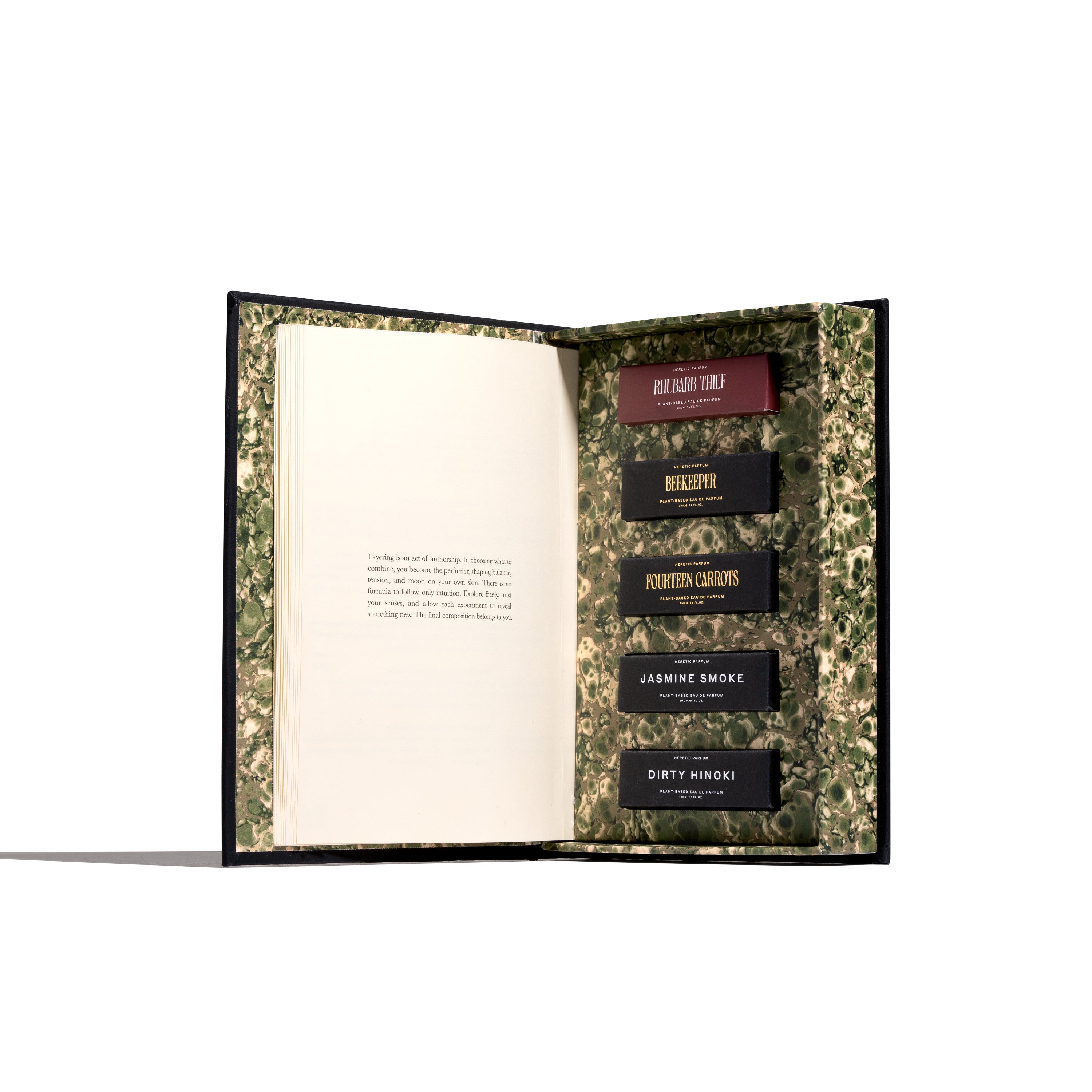 Heretic Parfum-Rhubarb Thief Discovery Set-Fragrance-Rhubarb-Book-open1-The Detox Market | 