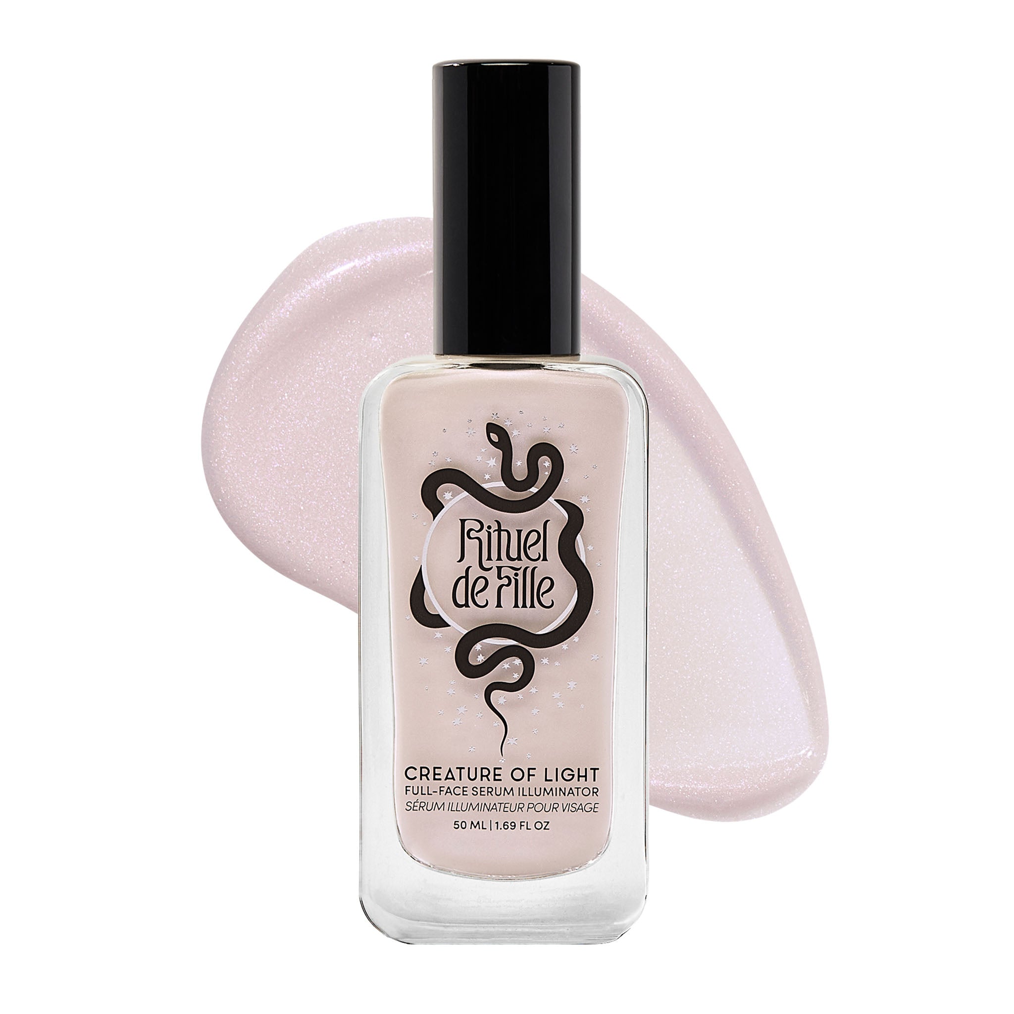 Rituel de Fille-Creature Of Light Full-Face Serum Illuminator-Makeup-Rituel_de_Fille_-_Creature_of_Light_-_Moonlit_Creature_-_Bottle_with_Swatch_1-1_-_2048px-The Detox Market | Moonlit Creature