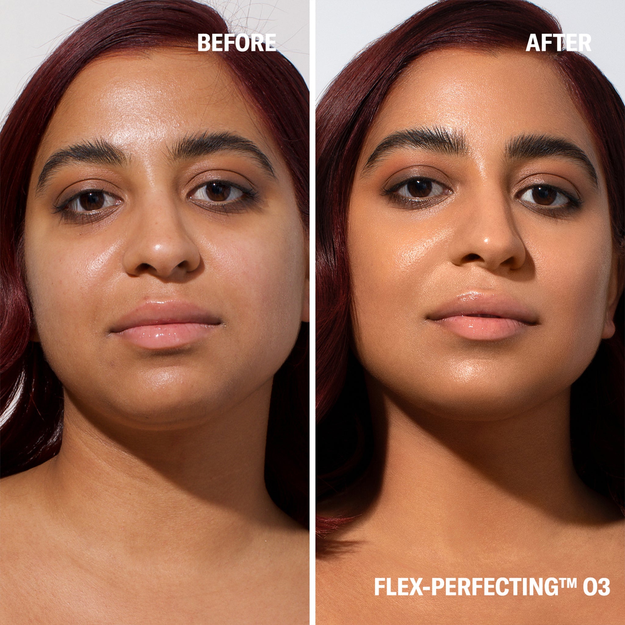 Odacite-Spf 50 Flex-Perfecting™ Mineral Drops Tinted Sunscreen-Sun Care-SPF50Tinted_03_before_aftyer-The Detox Market | 03 - medium with warm undertones