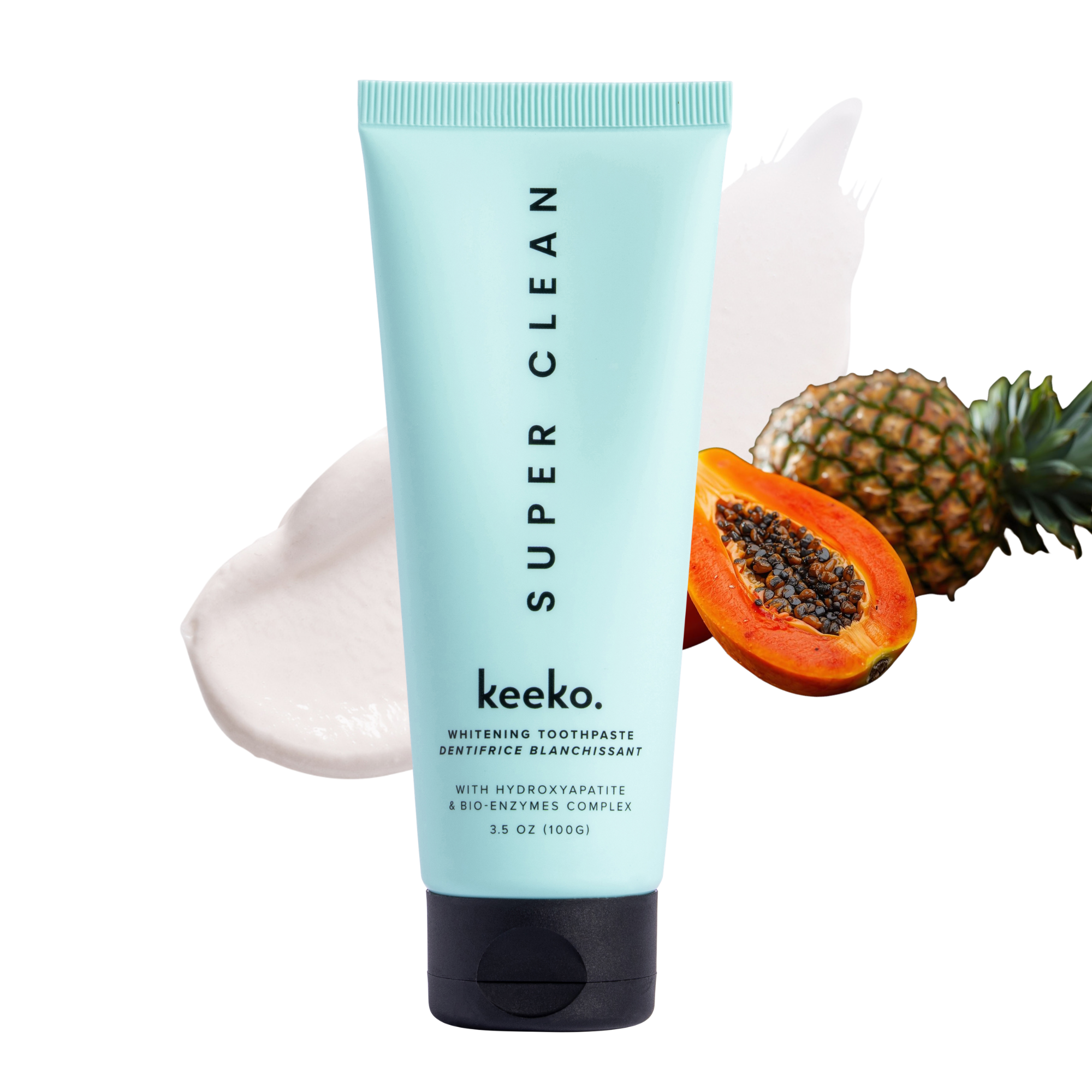 Keeko-Super Clean Whitening Toothpaste-Body-SuperCleanWhiteningToothpasteTube_Swatch_Enzymes-The Detox Market | 
