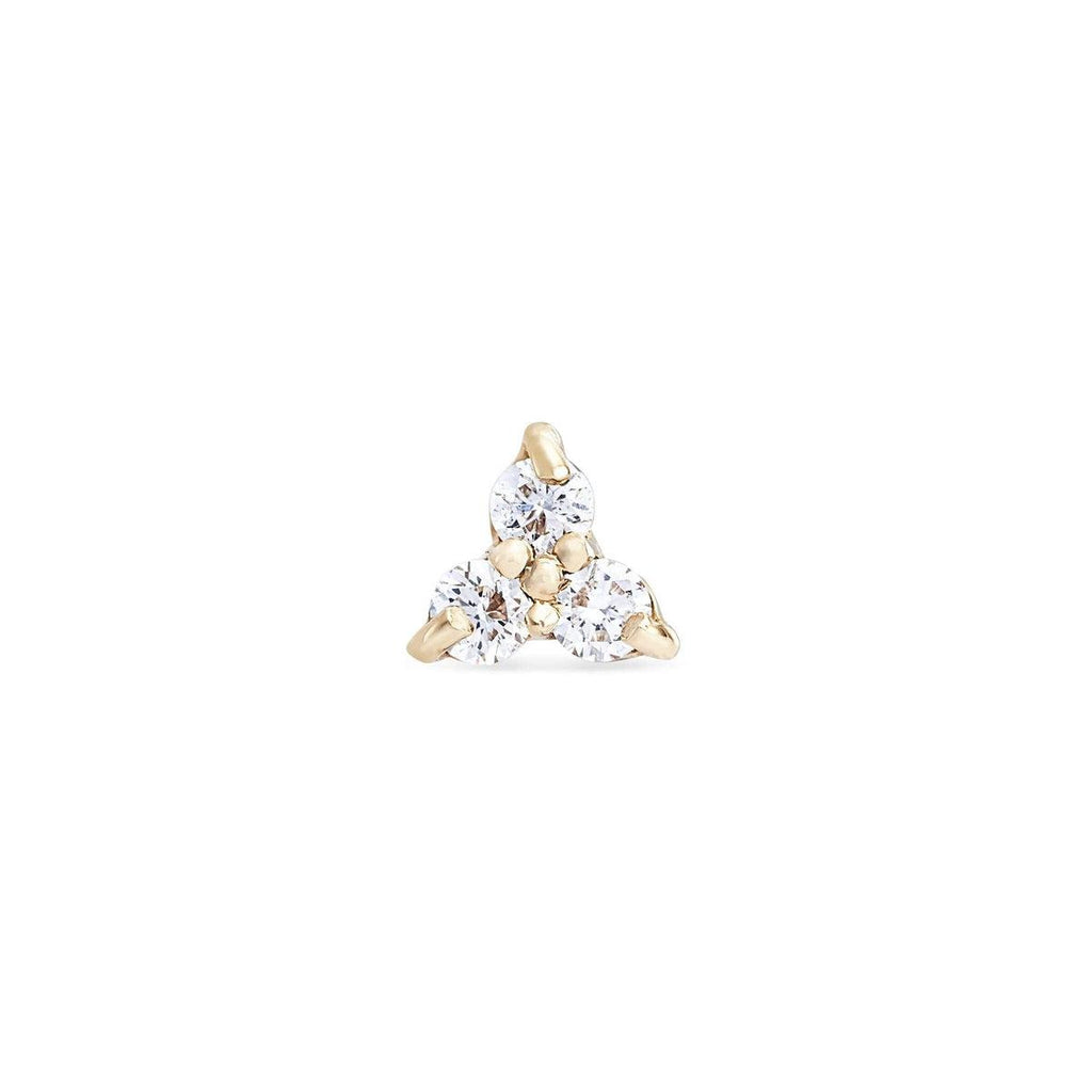 bluboho-Tripod Diamond Earring - 14k Yellow Gold, White Diamond-Single Earring