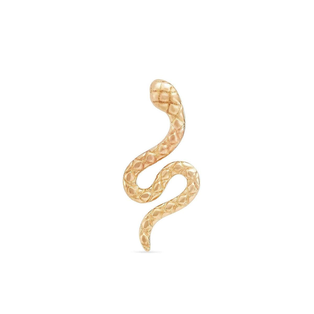bluboho-Revival Dainty Snake Earrings - 14k Yellow Gold-Single Earring