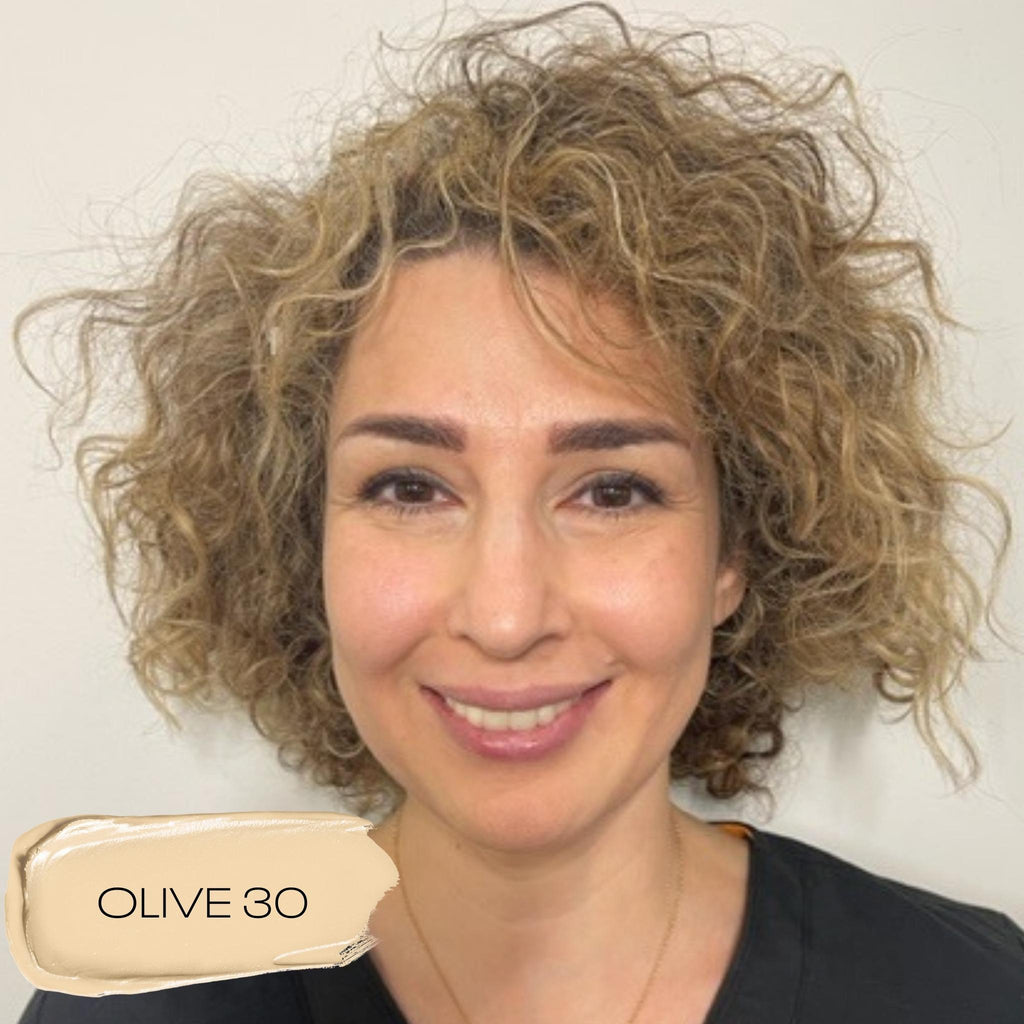 Blurring Ceramide Cream Foundation - Makeup - MOB Beauty - 03_PDP_MOBBEAUTY_BCCF_OLIVE30_LIFESTYLE - The Detox Market | OLIVE 30 light with olive undertones