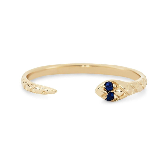 bluboho-Revival Blue Sapphire Snake Ring - 14k Yellow Gold-