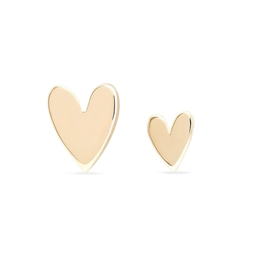 bluboho-Everyday Love Lineage Pair Heart Earring - 14k Yellow Gold-Pair Earring