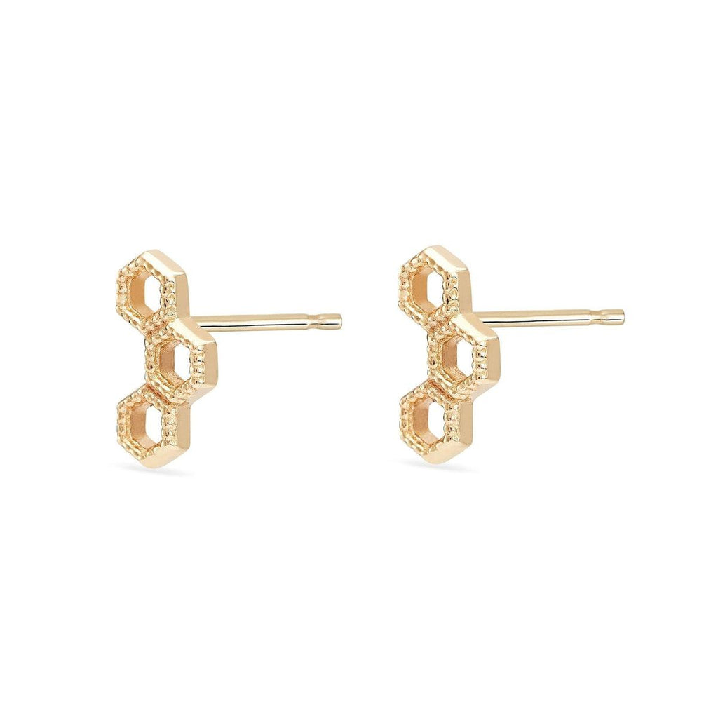 bluboho-Honeycomb Earring - 14k Yellow Gold-Single Earring