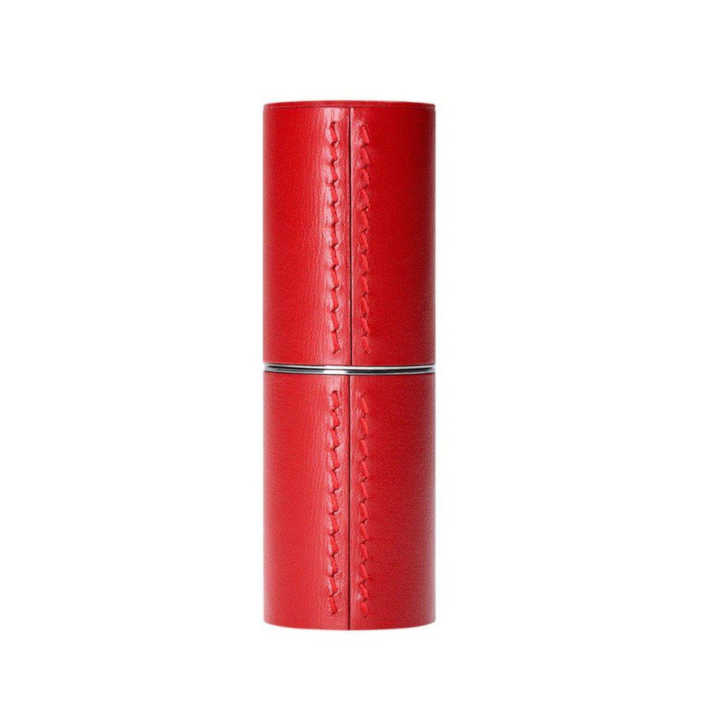 La bouche rouge, Paris-Refillable Fine Leather Lipstick Case - Red-