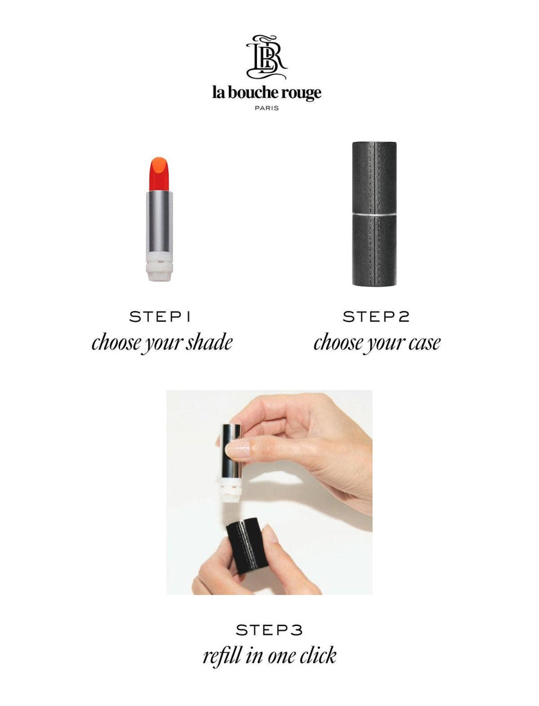 La bouche rouge, Paris-Refillable Fine Leather Lipstick Case - Camel-