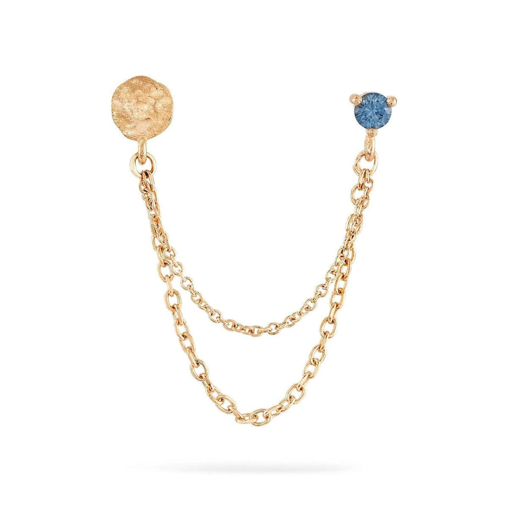 bluboho-Blue Lagoon Chain Earring - 14k Yellow Gold, Blue Sapphire-single earring