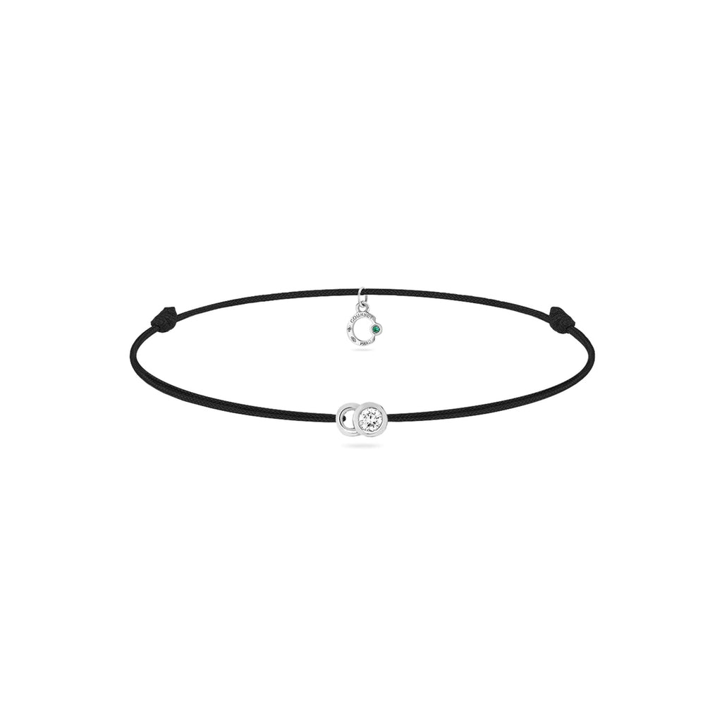 Courbet-COURBET LET'S COMMIT carbone black cord bracelet in white gold-