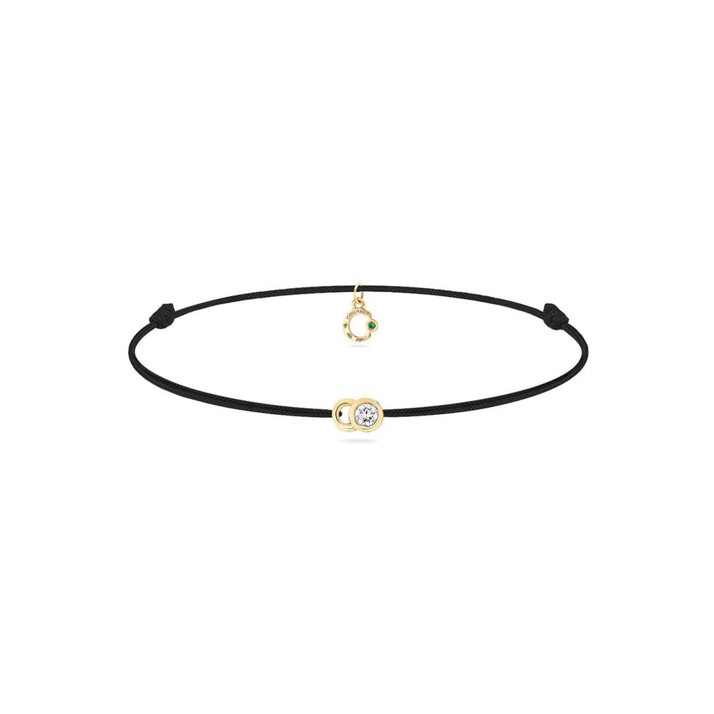 Courbet-COURBET LET'S COMMIT carbone black cord bracelet in yellow gold-