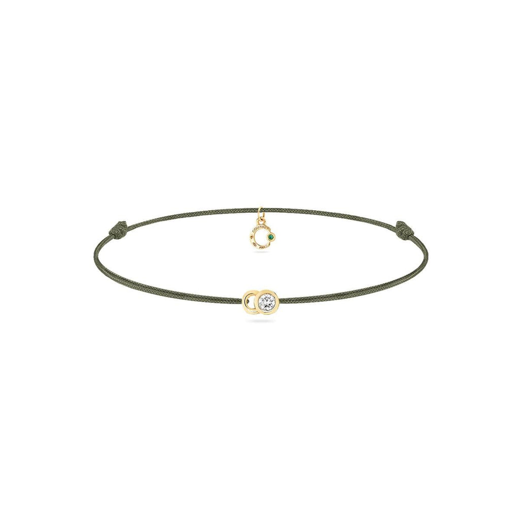 Courbet-COURBET LET'S COMMIT jungle green cord bracelet in yellow gold-