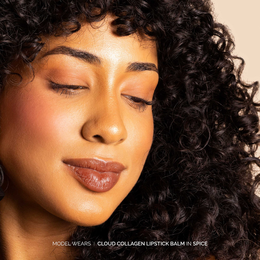 Fitglow Beauty-Cloud Collagen Lipstick + Cheek Matte Balm-Makeup-CloudCollagenLipstickBalm_model04_SPICE_B2B-The Detox Market | Spice - soft matte rosewood brown