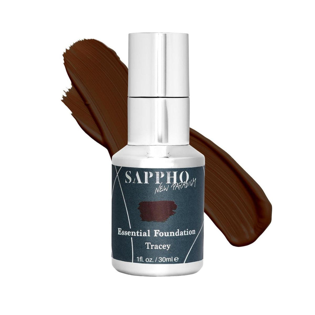 Sappho New Paradigm-Essential Foundation-Makeup-Essential_Tracey_Bottle_With_Swatch_White_Background-The Detox Market | Tracey