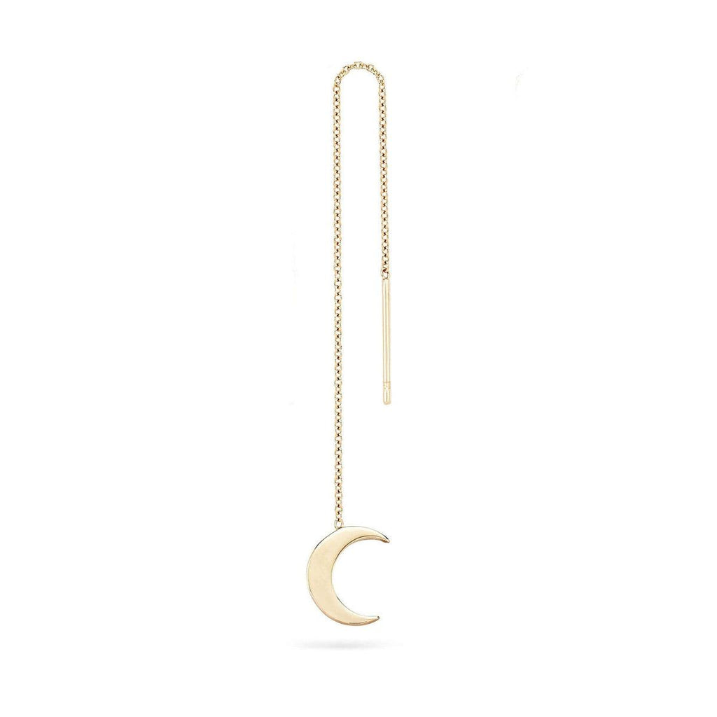 bluboho-Everyday Little Crescent Moon Threader Earring - 14k Yellow Gold-Single Earring