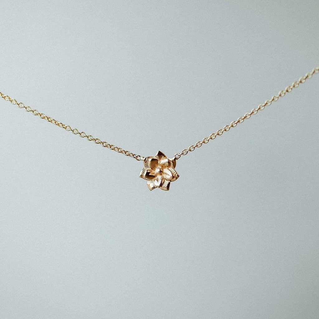 bluboho-Dahlia Flower Necklace - 14k Yellow Gold-Yellow Gold