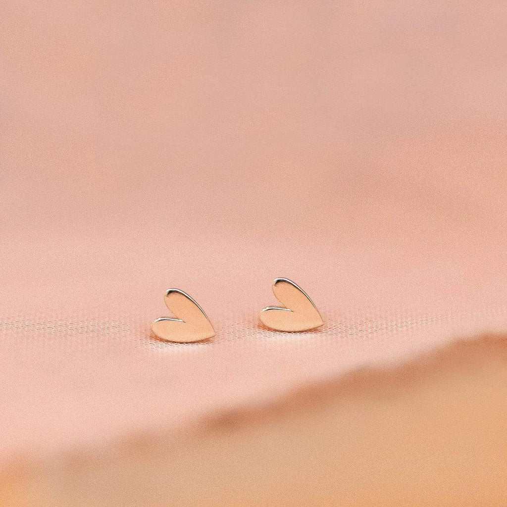 bluboho-Everyday Larger Lovely Heart Earring - 14k Rose Gold-Single Earring