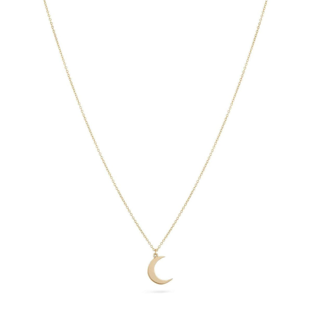 bluboho-Crescent Sway Moon Necklace - 14k Yellow Gold-